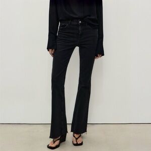 MANGO Fiona Black Denim Mid Rise Flared Jeans